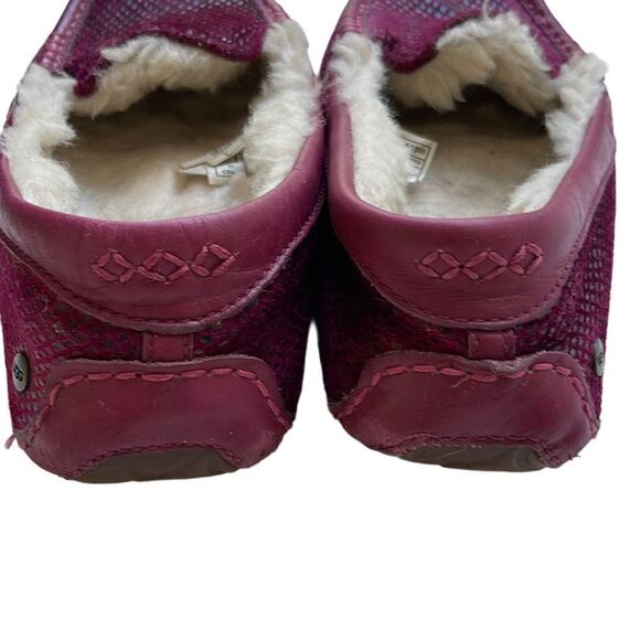 UGG MAGENTA Suede Snakeskin Effect Slip OnMoccasin Slippers Size 7 - Picture 4 of 7